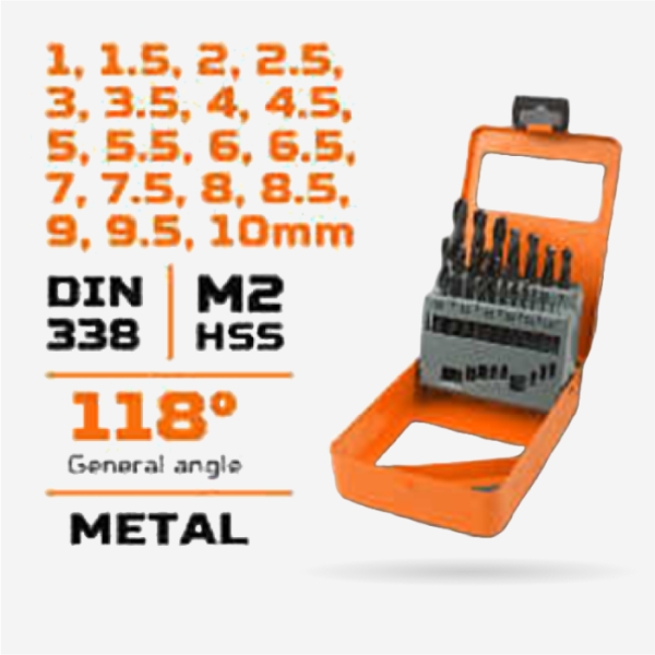 Wokin 19PCS HSS TWIST DRILL BITS SET, 751019 - Image 2