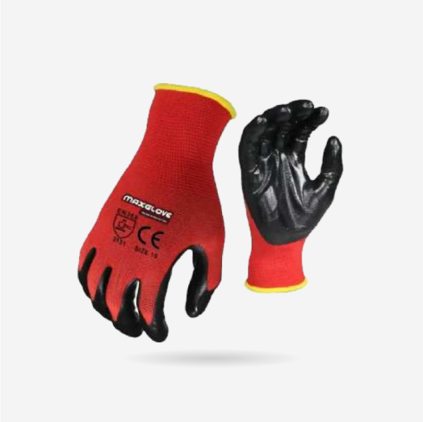 Hand Glove Red and Black Nitrile